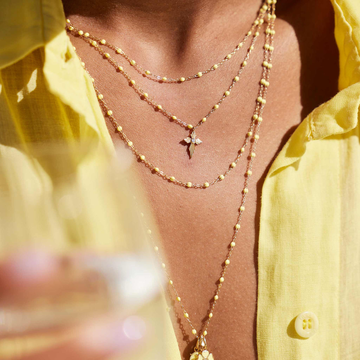 Classic Gigi Mimosa necklace, Yellow Gold, 16.5