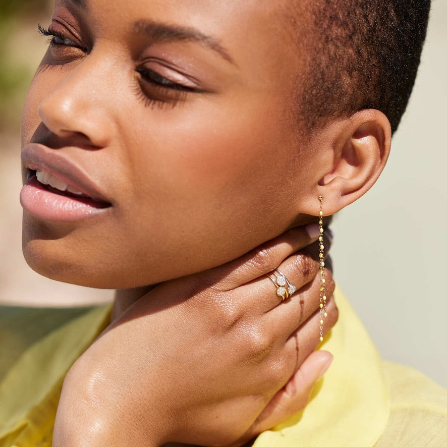 Classic Gigi dangling Mimosa earrings, Yellow Gold | Gigi Clozeau
