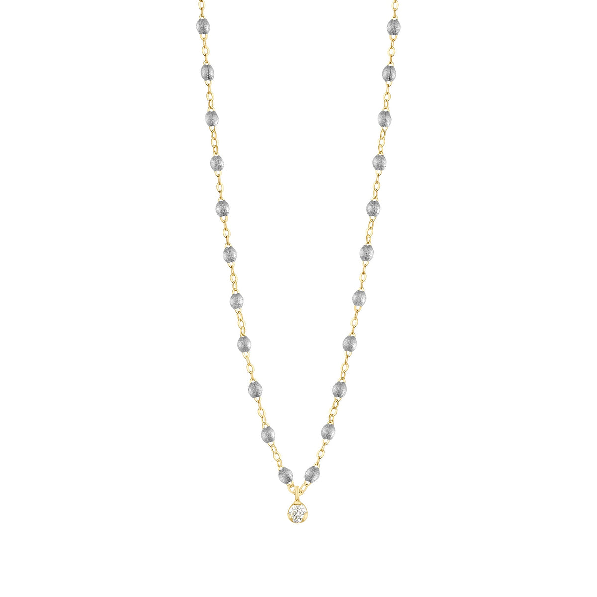 Gigi Supreme Classic 1 Diamond Necklace, Silver, Yellow Gold, 16.5