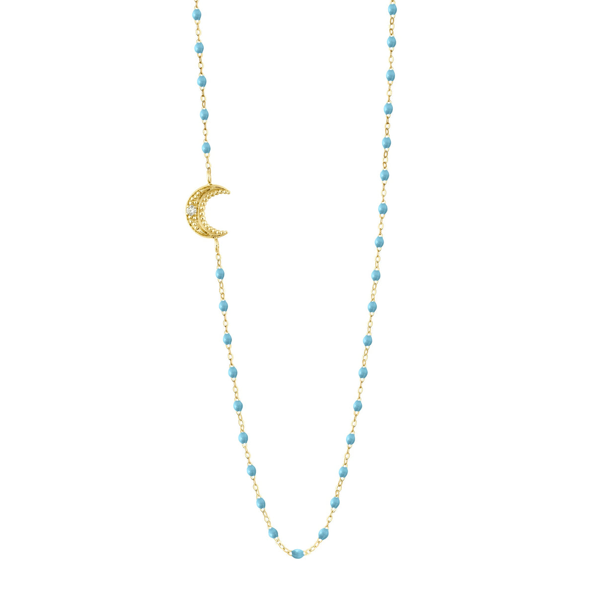 Moon Turquoise Diamond Necklace, Yellow Gold, 16.5