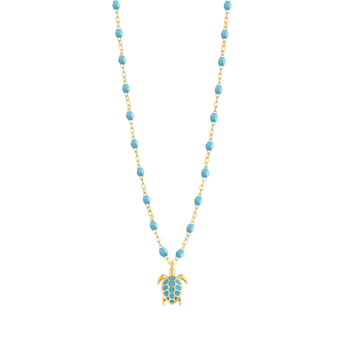 Turtle Turquoise Necklace, Yellow Gold, 16.5