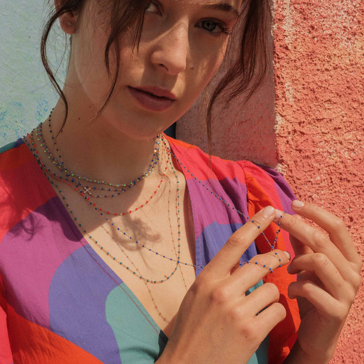 Classic Gigi Coral necklace, Yellow Gold, 17.7