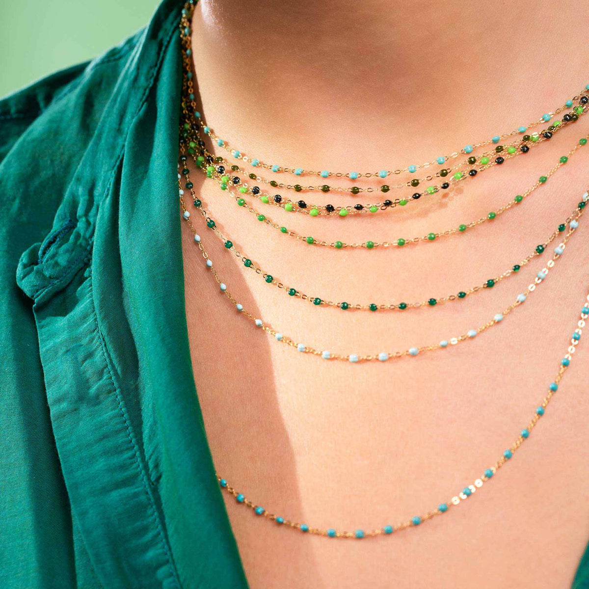 Classic Gigi Emerald necklace, Rose Gold, 17.7