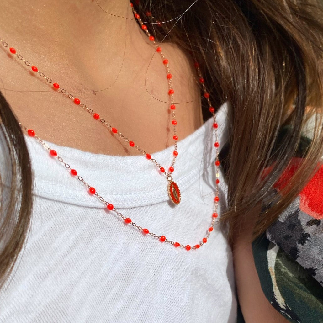 Classic Gigi Coral necklace, Yellow Gold, 19.7