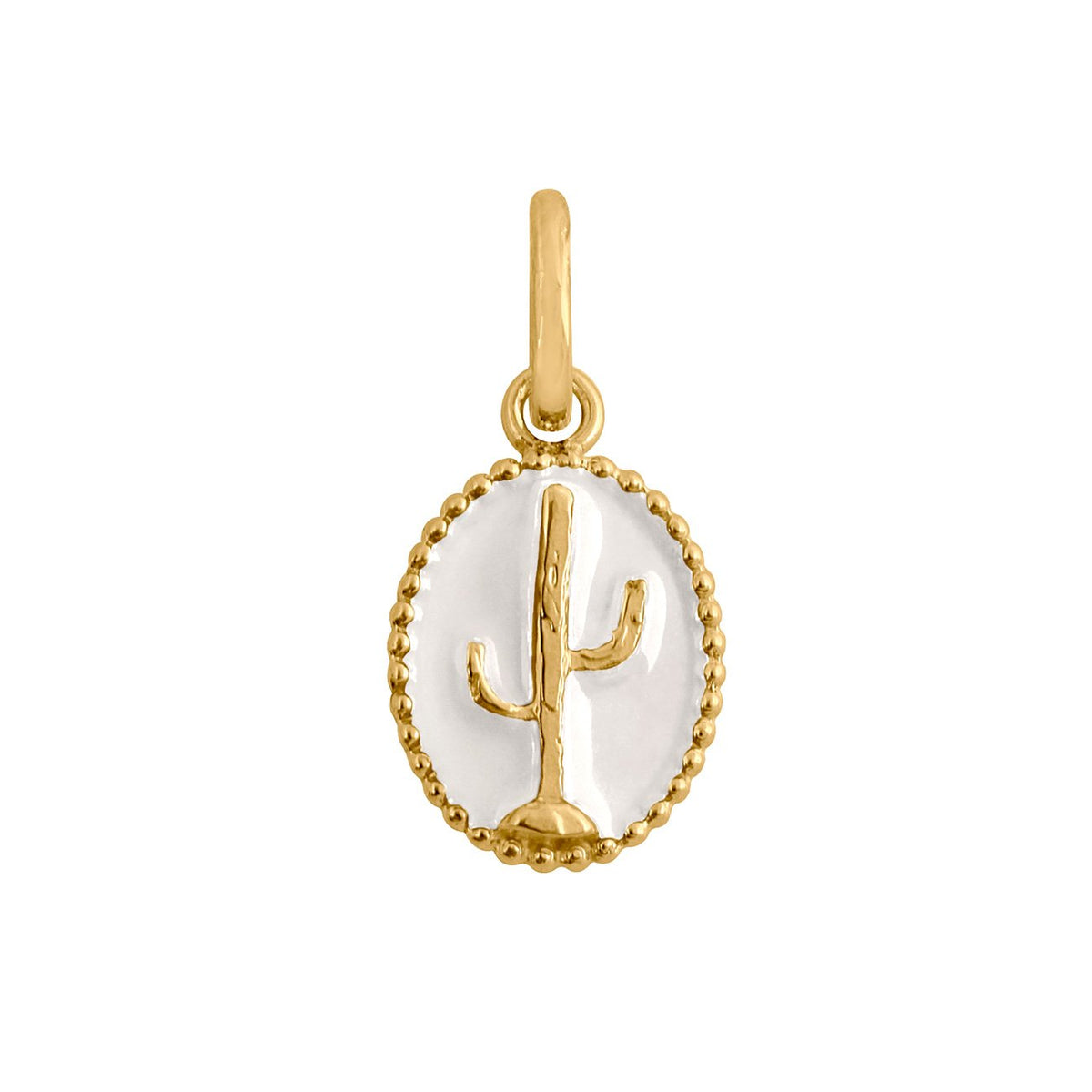 Cactus White Resin pendant Yellow Gold