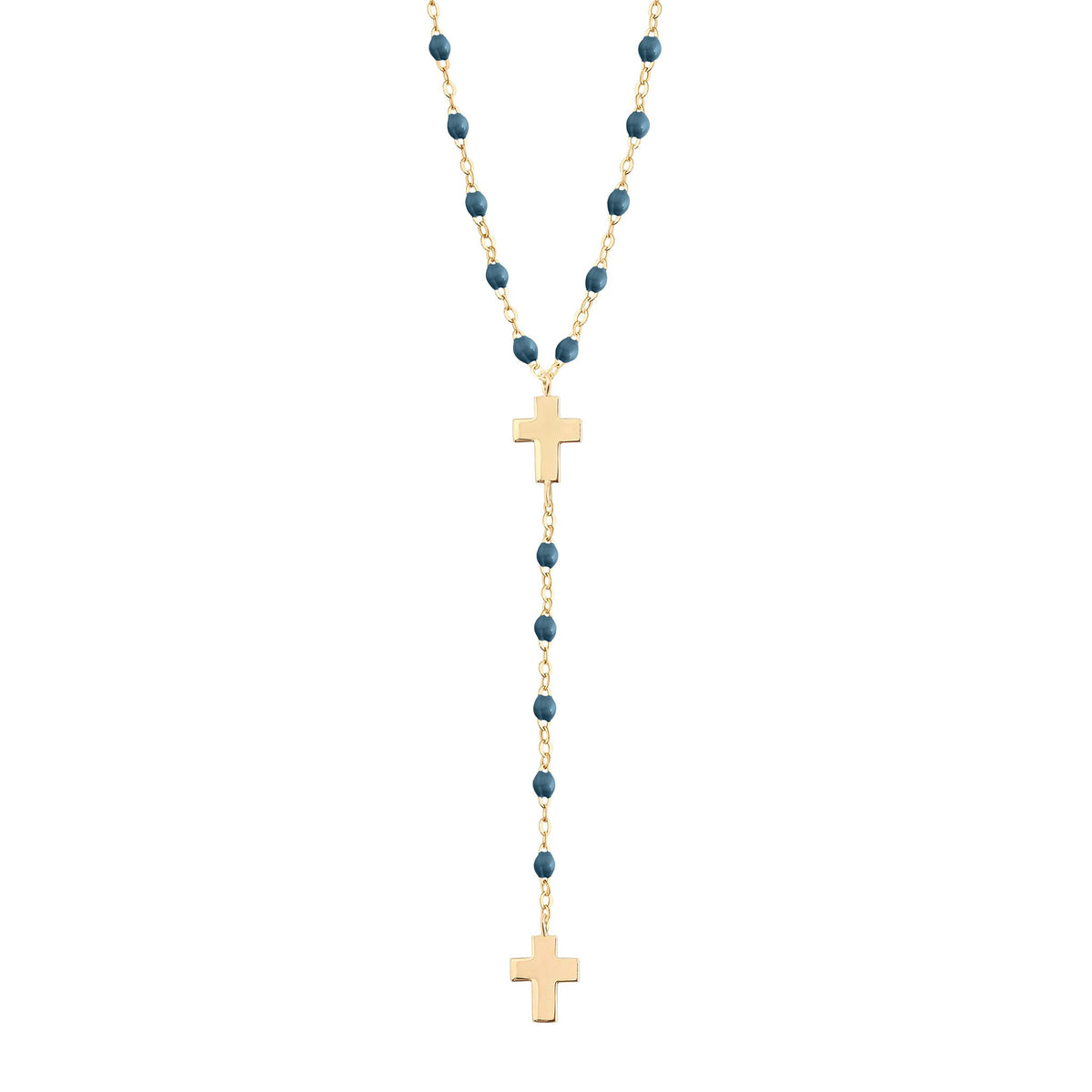 Cross Charm Classic Gigi Jeans rosary, Yellow Gold, 16.5