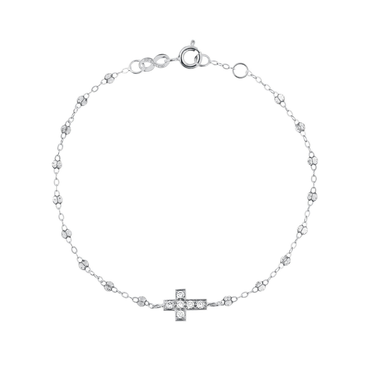 Cross Charm Classic Gigi Sparkle diamond bracelet, White Gold, 6.7