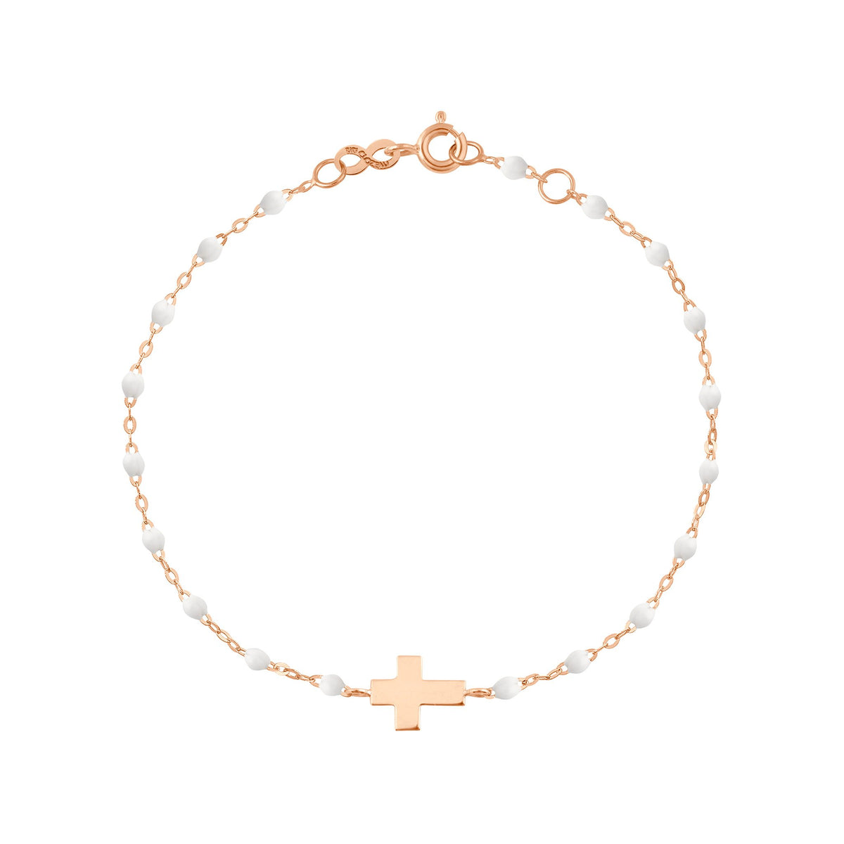 Cross Charm Classic Gigi White bracelet, Rose Gold, 6.7