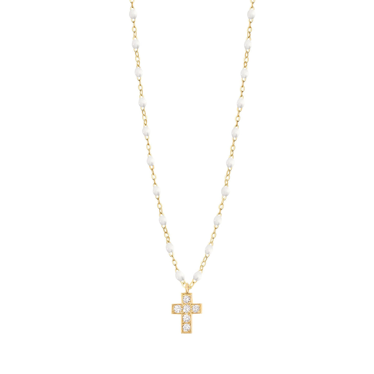 Cross Charm Classic Gigi White diamond necklace, Yellow Gold