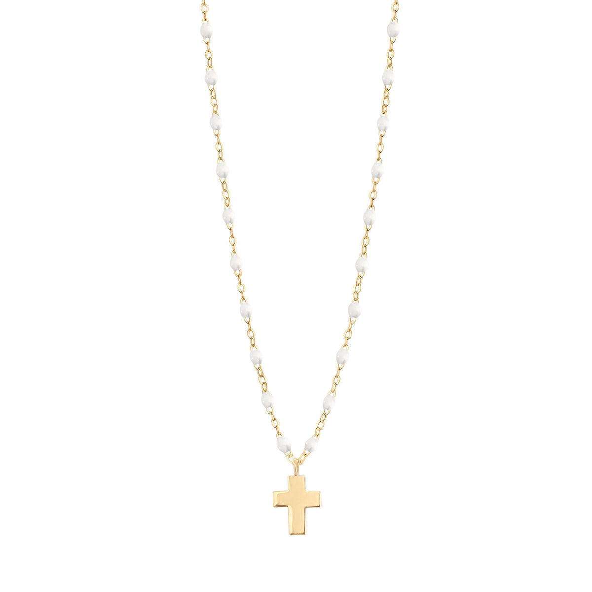 Cross Charm Classic Gigi White necklace, Yellow Gold, 16.5