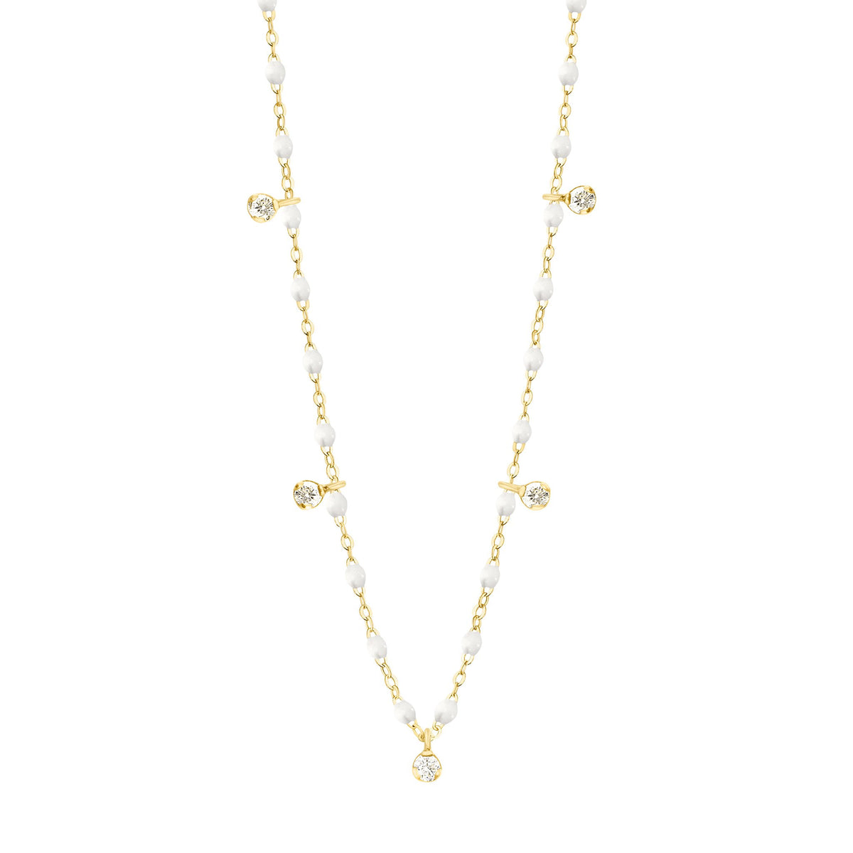 Gigi Supreme Classic 5 Diamond Necklace, White, Yellow Gold, 17.7