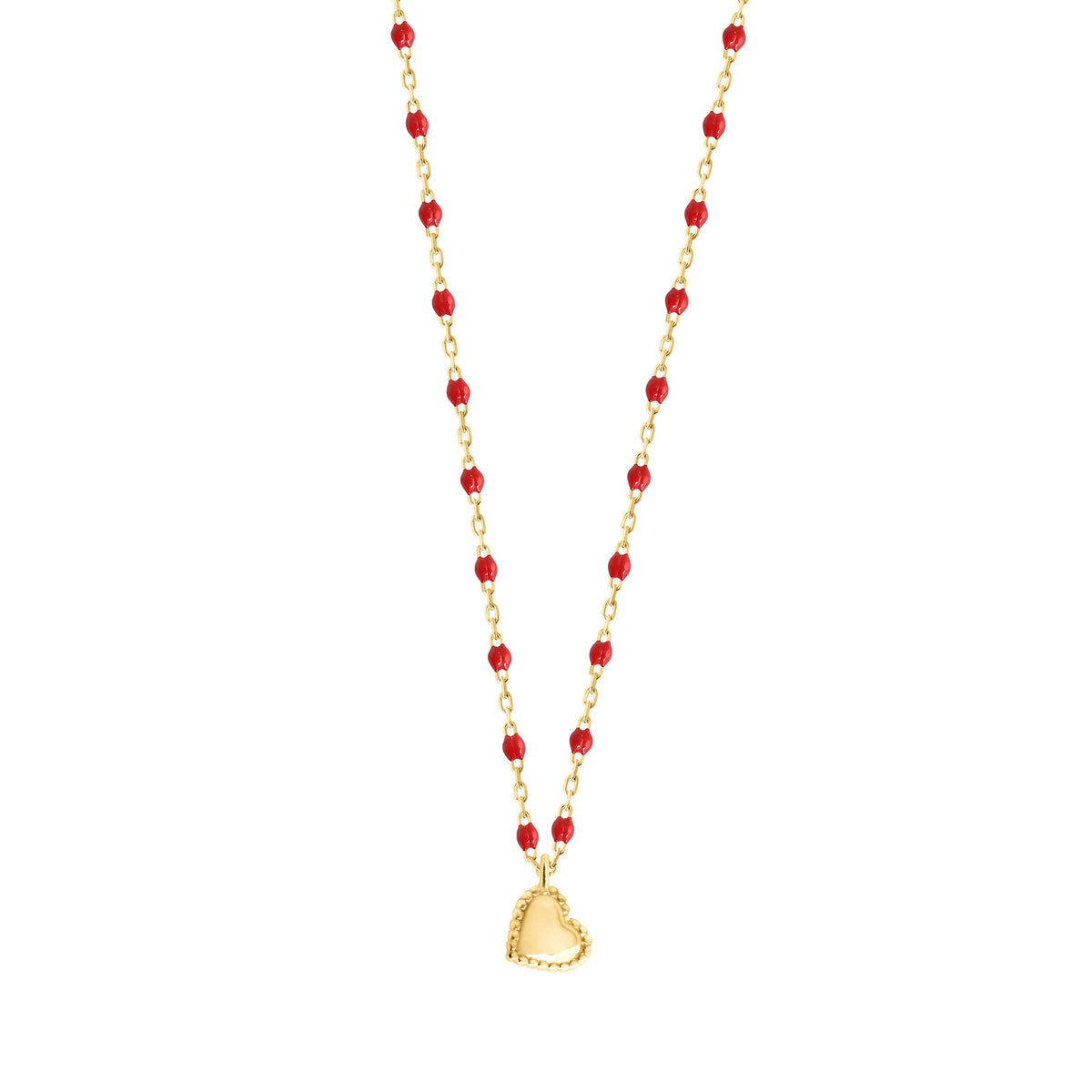 Lucky Heart Mini Gigi Poppy necklace, Yellow Gold, 15.7
