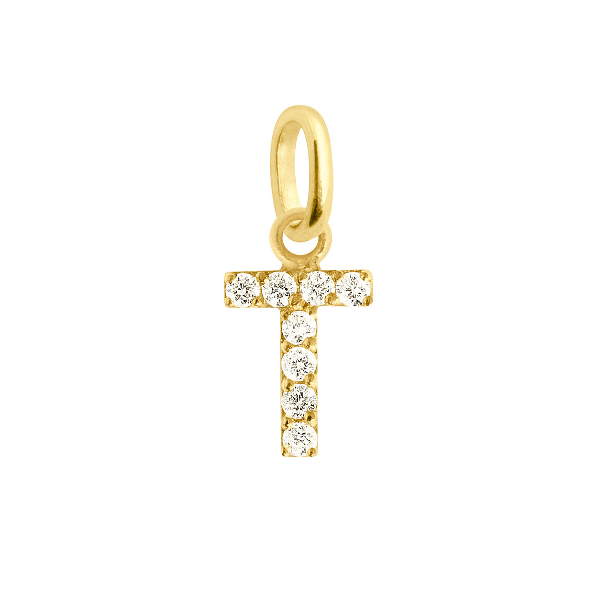 Lucky Letter T Diamond Pendant, Yellow Gold – Gigi Clozeau