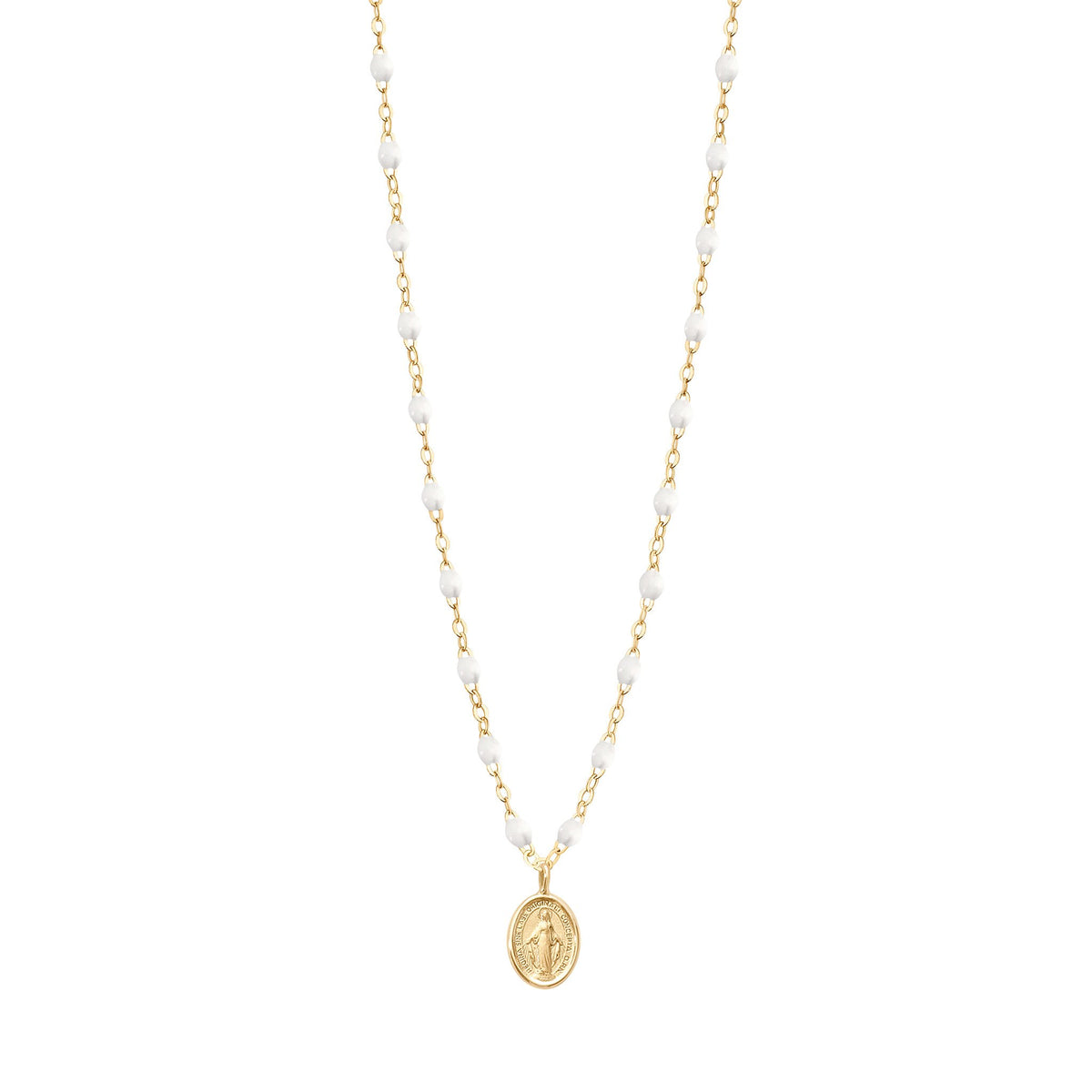 Madone Charm Classic Gigi White necklace, Yellow Gold, 16.5