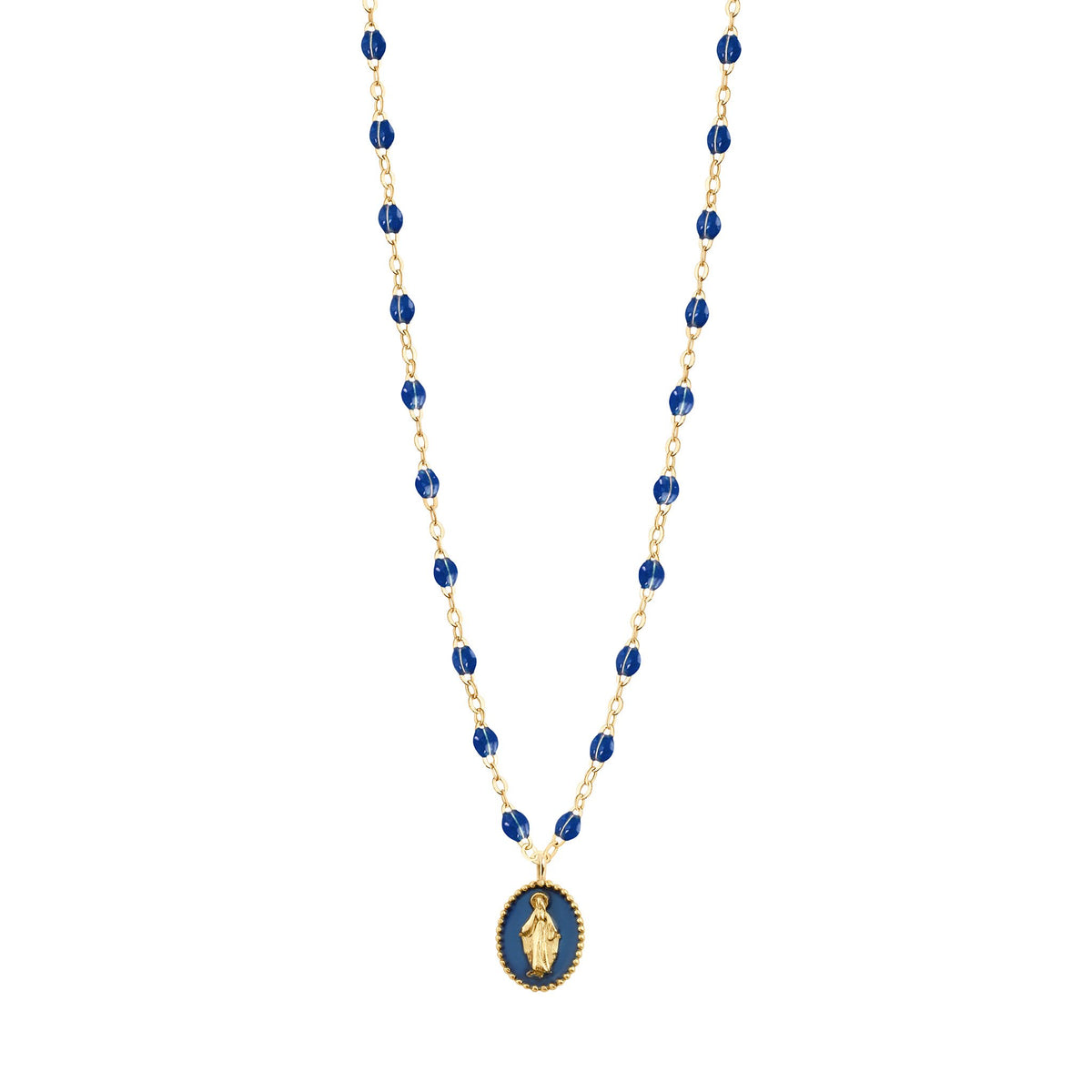 Madone resin charm Classic Gigi Lapis necklace, Yellow Gold, 16.5