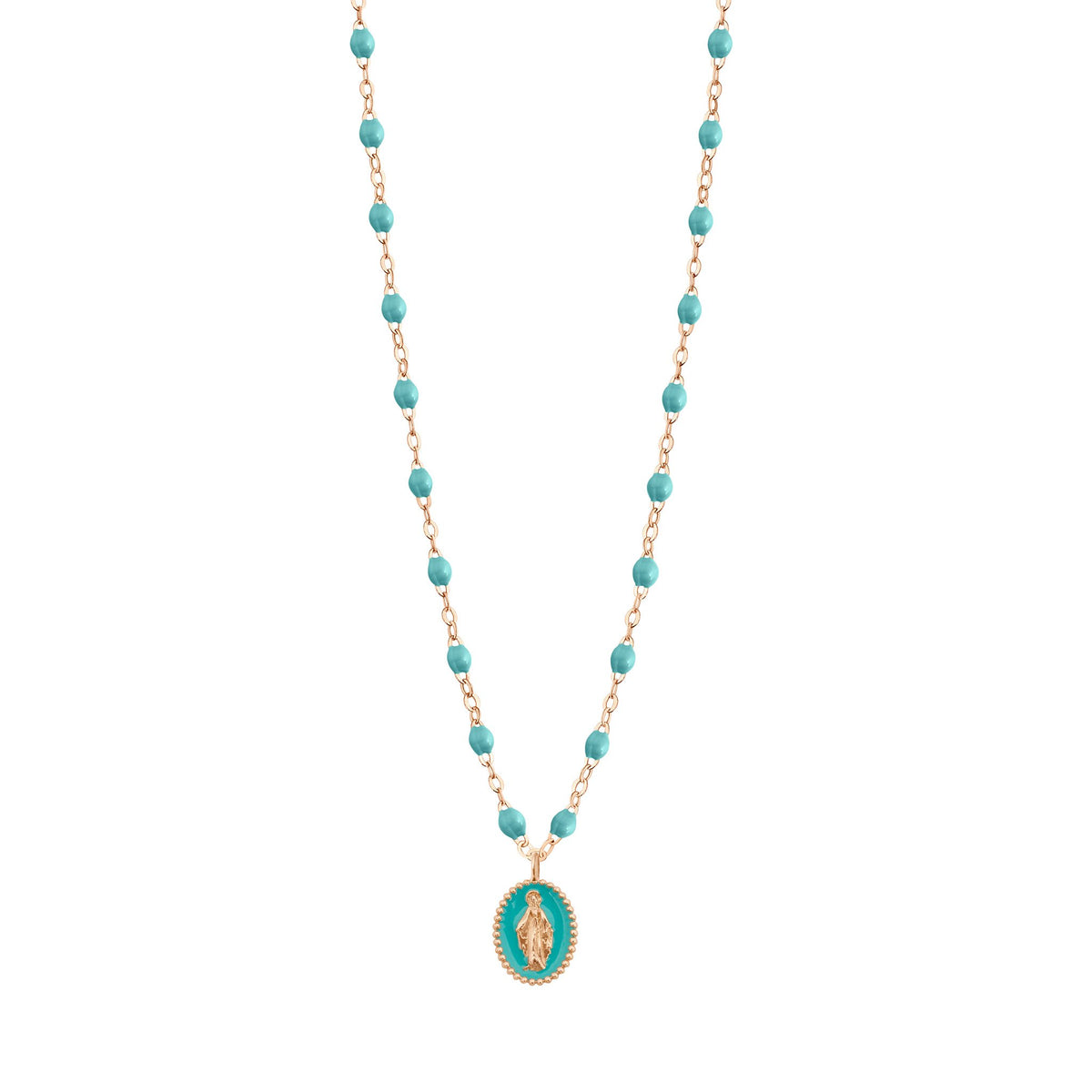 Madone resin charm Classic Gigi Turquoise Green necklace, Rose