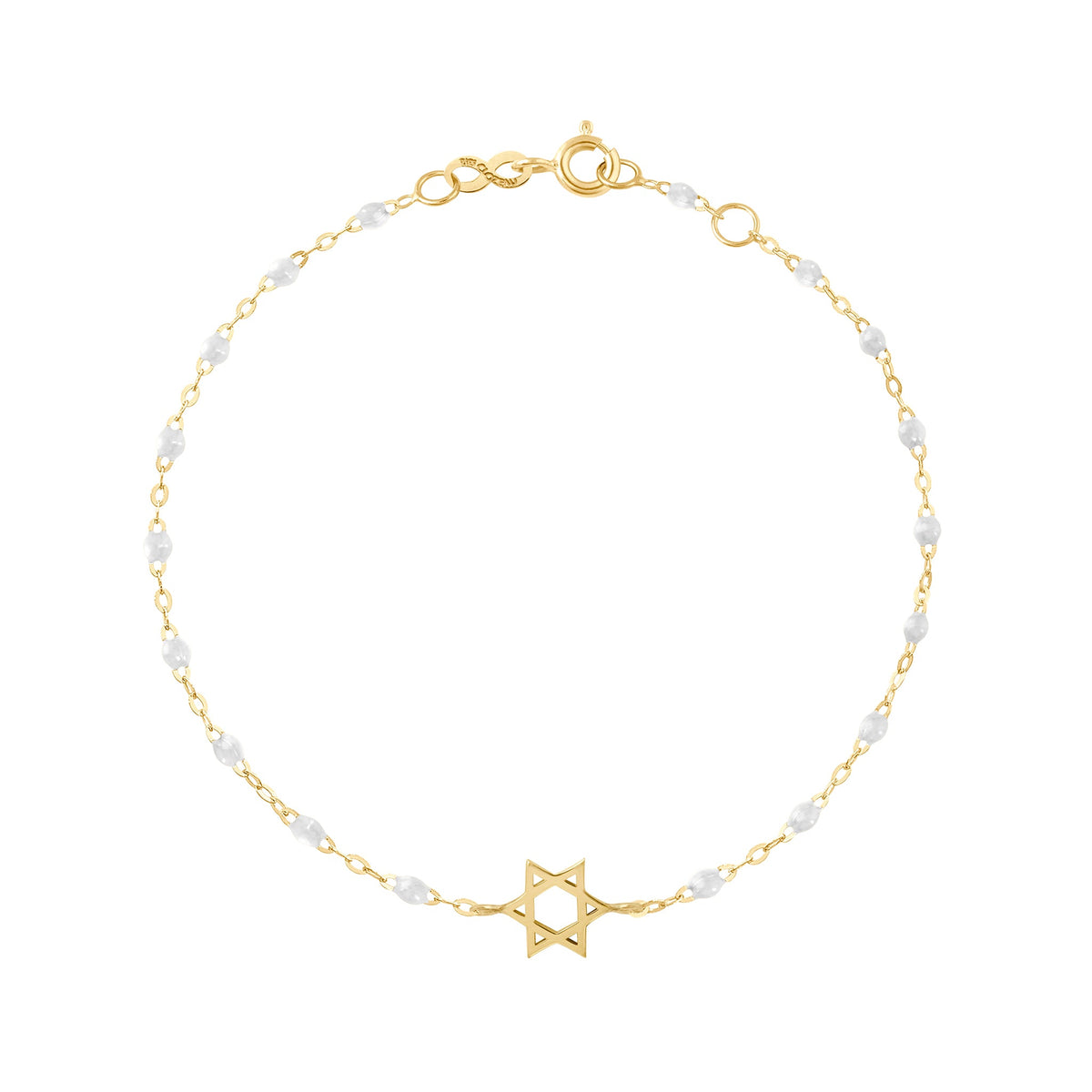 Star of David Bracelet, White, Yellow Gold, 6.7