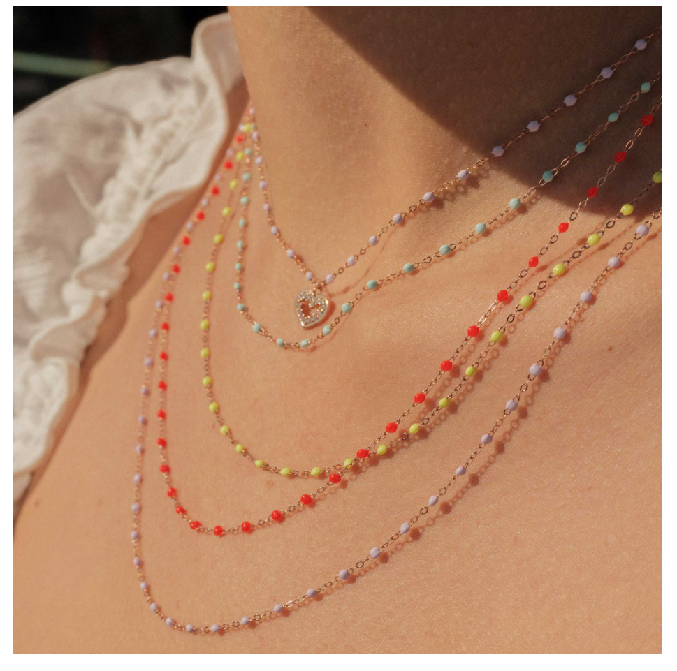 Classic Gigi Jade necklace, yellow gold, 16.5