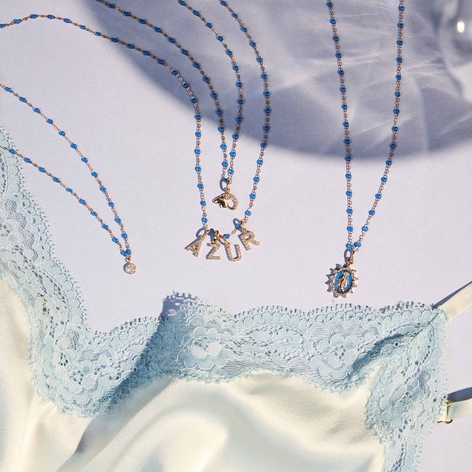 Gigi Clozeau - Petite Madone Supreme Azur Resin Diamond Pendant, Rose Gold