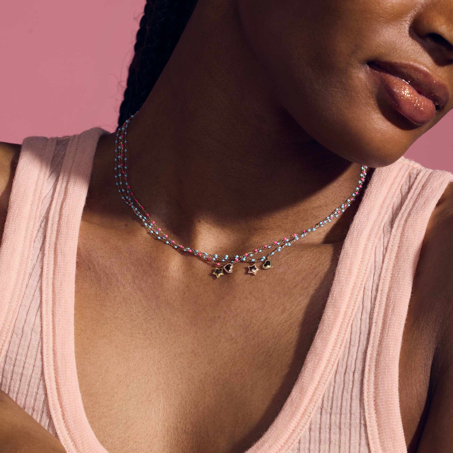 Gigi Clozeau - Mini Gigi Star Turquoise necklace, Rose Gold, 15.7"