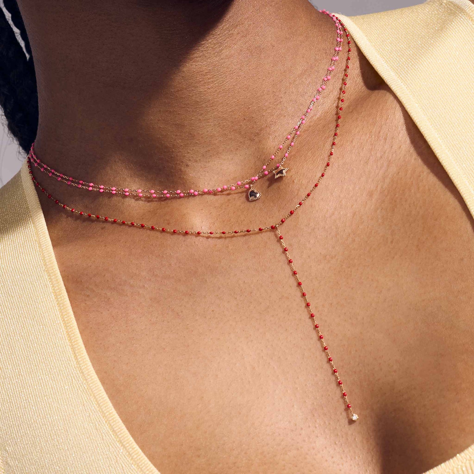 Gigi Clozeau - Mini Gigi Star Pink necklace, Rose Gold, 15.7"