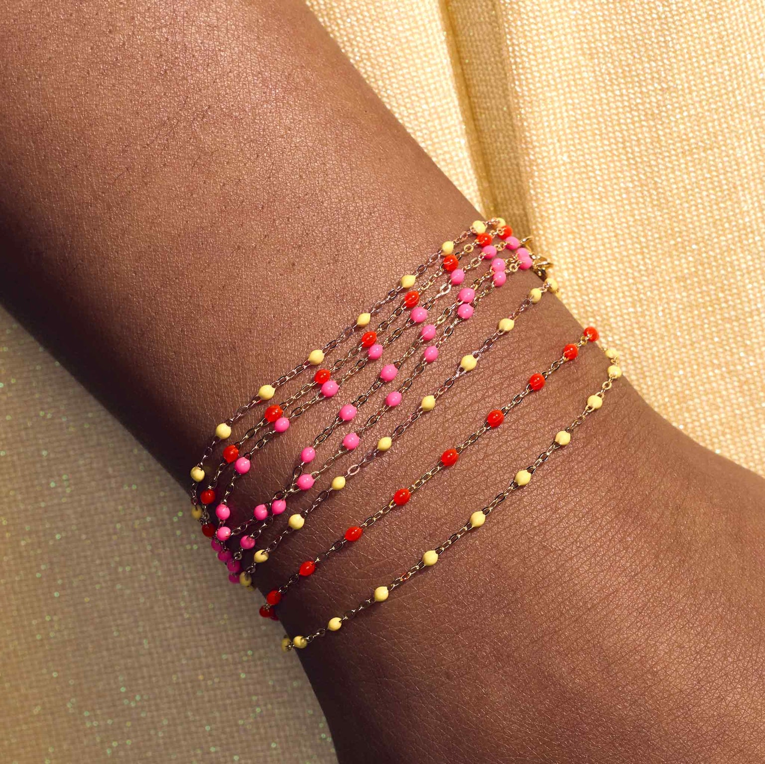 Gigi Clozeau - Classic Gigi Pink bracelet, Yellow Gold, 7.5"
