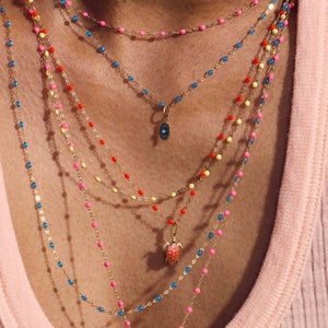 Classic Gigi Pink necklace, yellow gold, 16.5