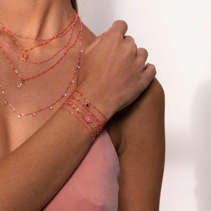 Gigi Clozeau - Flamingo Classic Gigi Pink bracelet, Yellow Gold, 6.7"