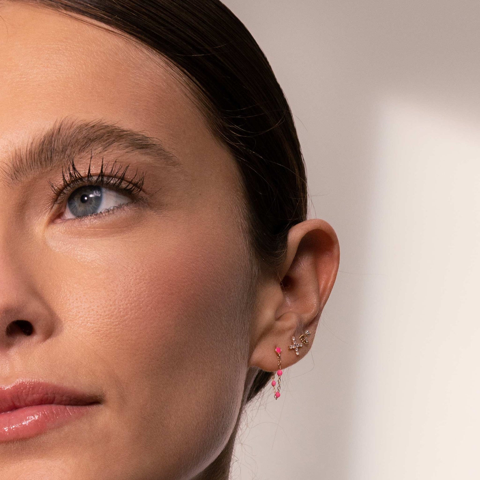 Gigi Clozeau - Classic Gigi Pink earrings, Yellow Gold