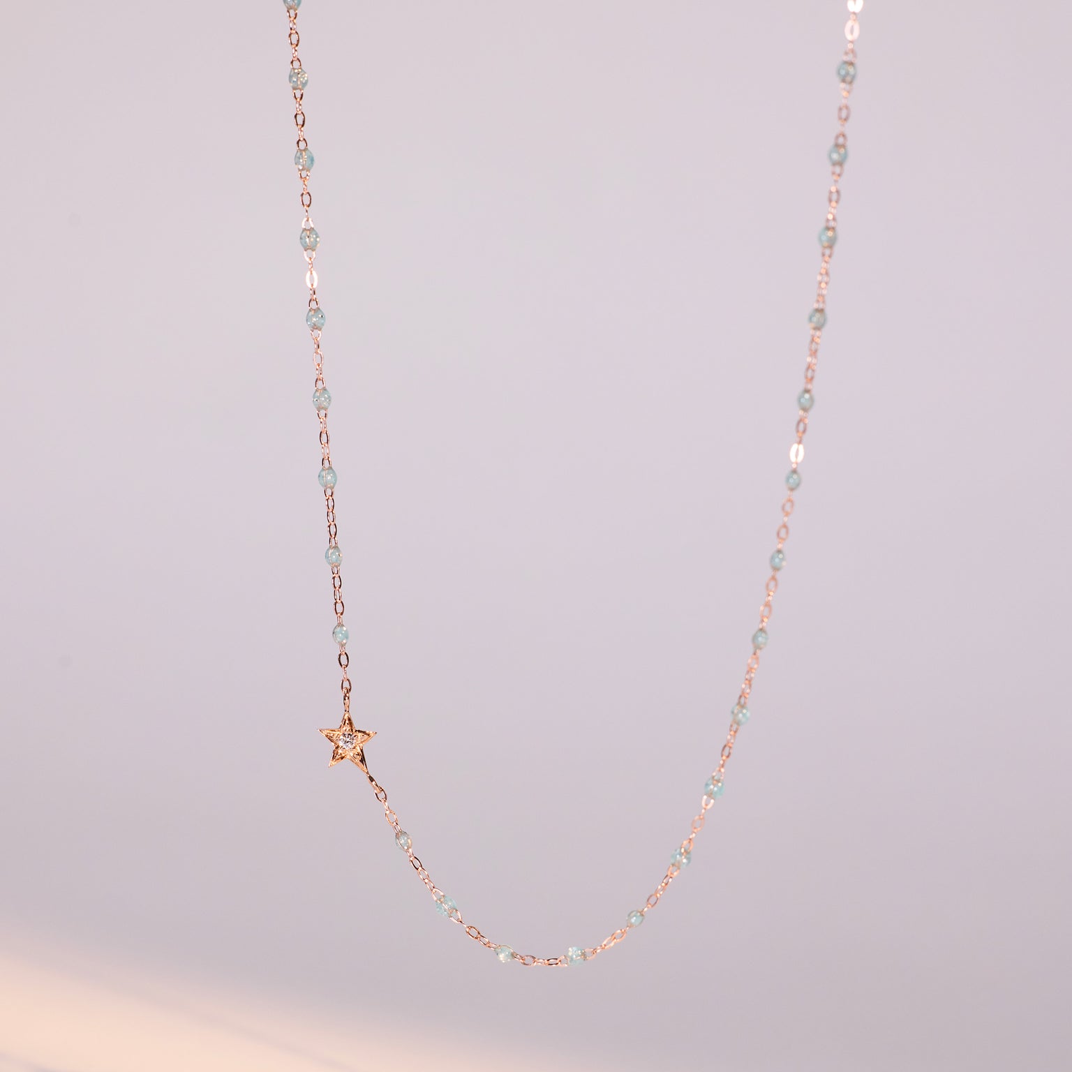 Gigi Clozeau - Star Classic Gigi Aqua diamond necklace, Yellow Gold, 16.5"