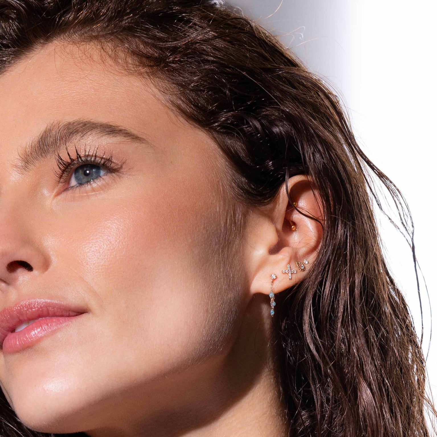 Gigi Clozeau - Gigi Supreme Diamond earrings, Aqua, Rose Gold