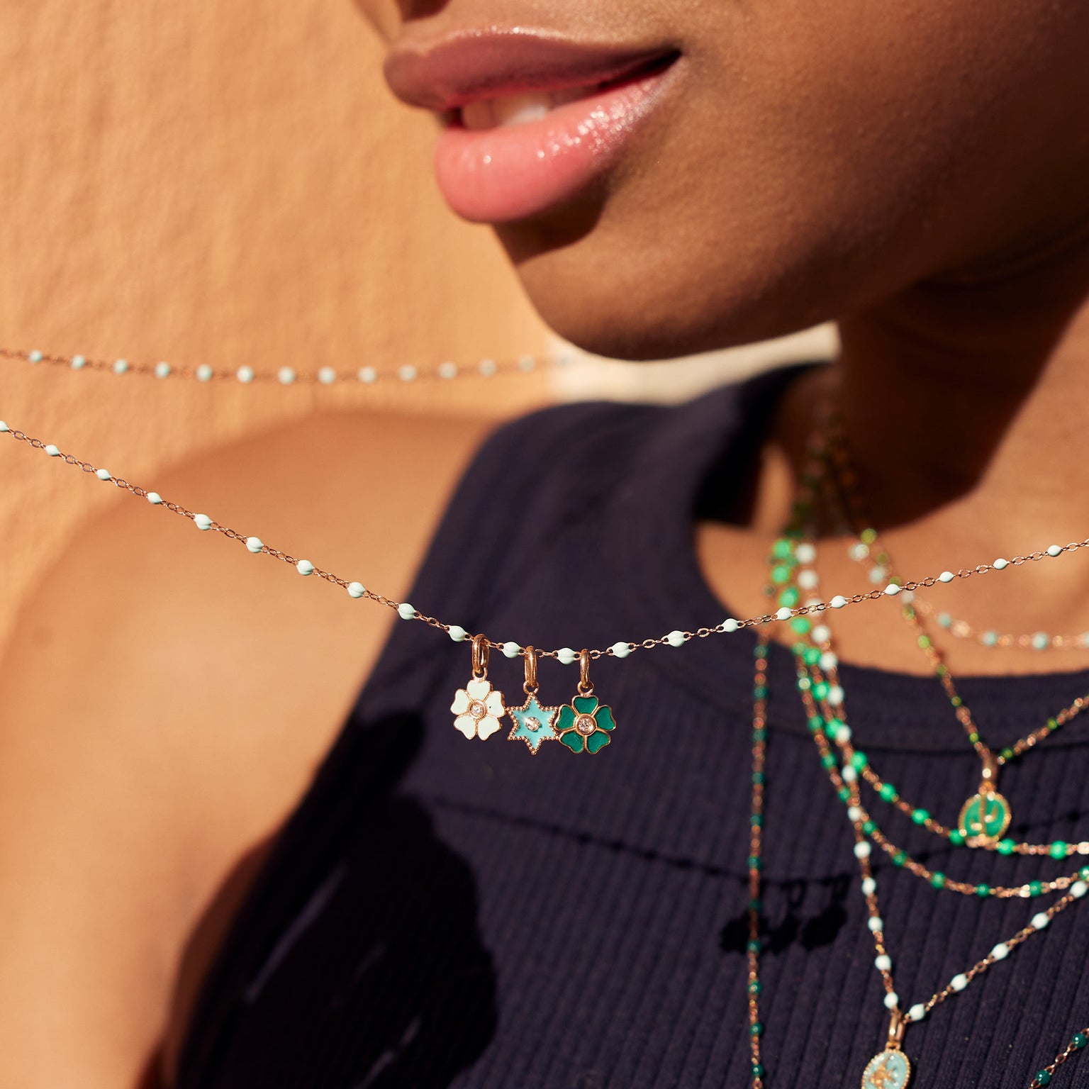 Gigi Clozeau - Étoile Diamond Pendant, Turquoise Green, Yellow Gold