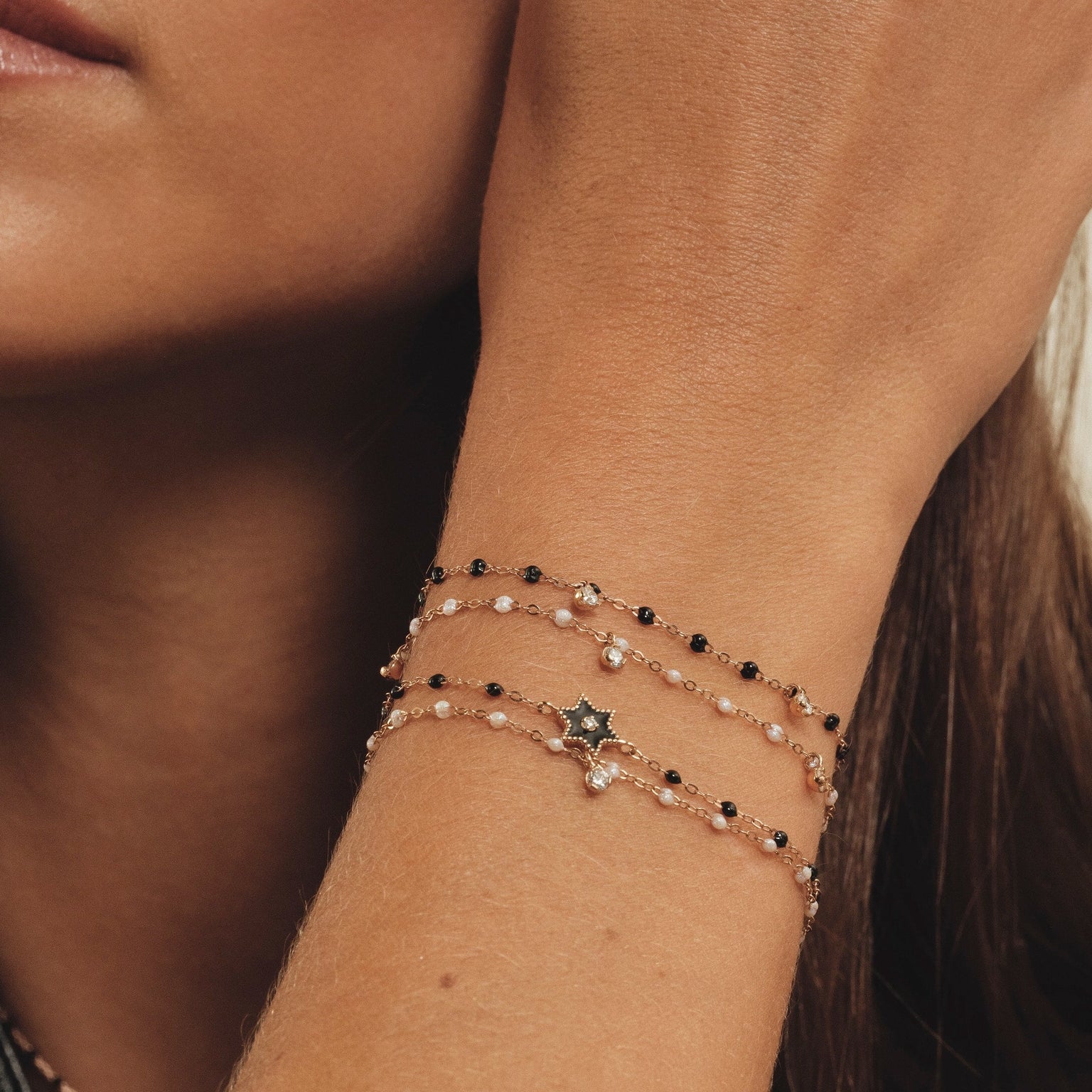 Gigi Clozeau - Étoile Diamond Bracelet, Black, Yellow Gold, 6.7"