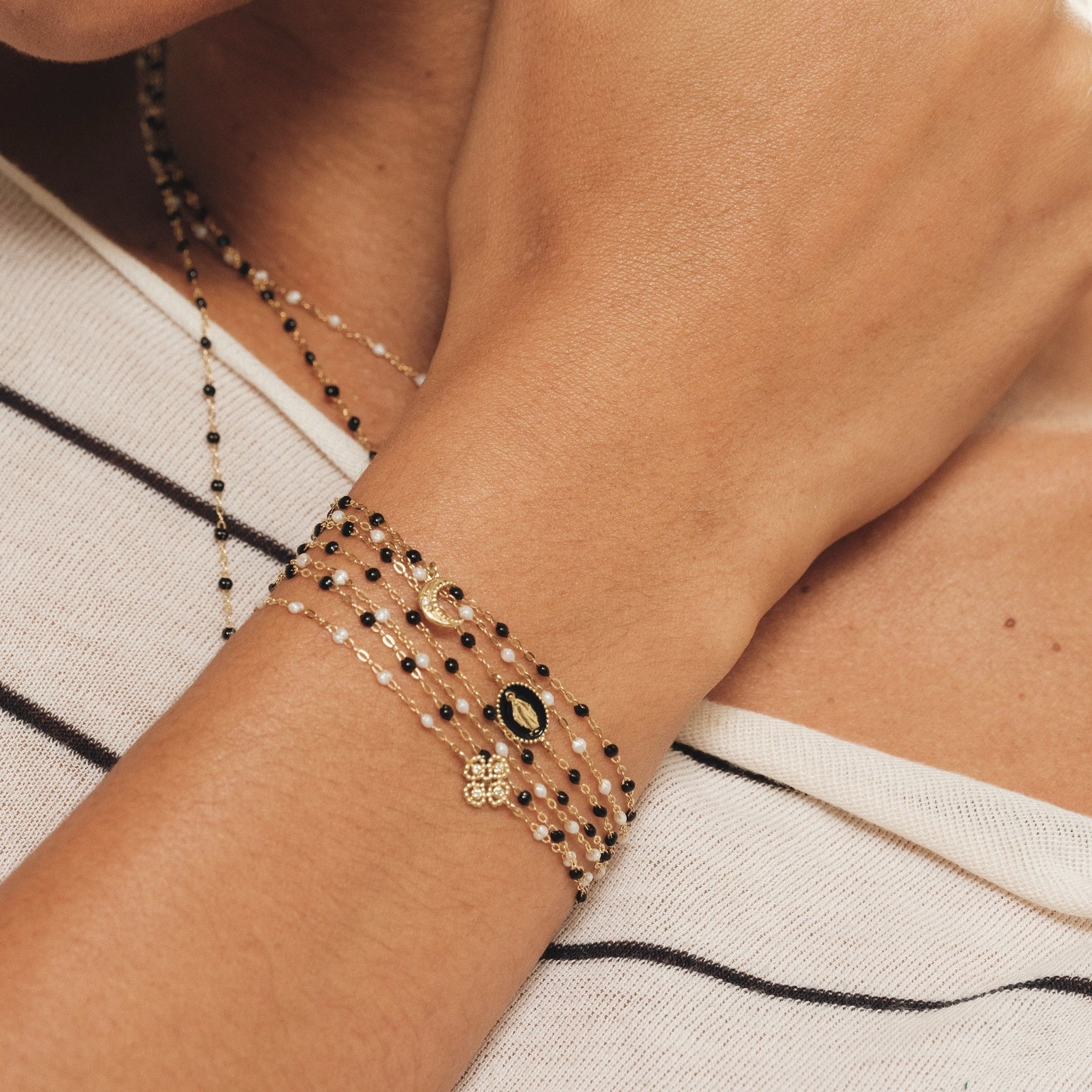 Gigi Clozeau - Classic Gigi Black bracelet, Yellow Gold, 6.7"