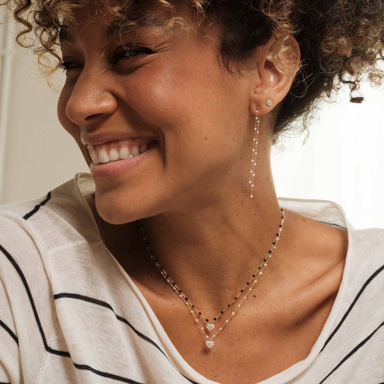 Gigi Clozeau - In Love Diamond Necklace, Black, Rose Gold, 16.5"