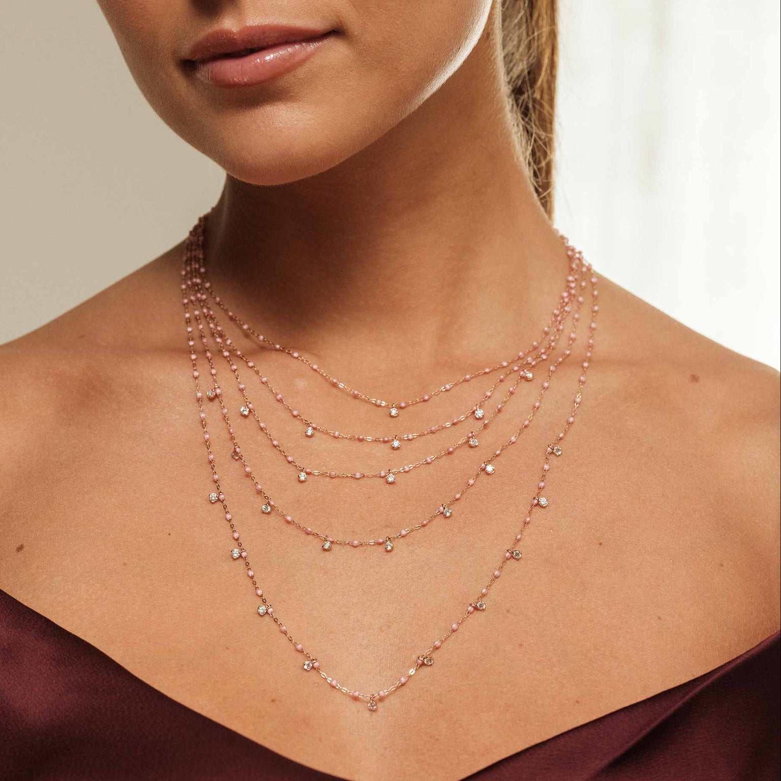 Gigi Clozeau - Classic Gigi Blush necklace, Yellow Gold, 16.5"