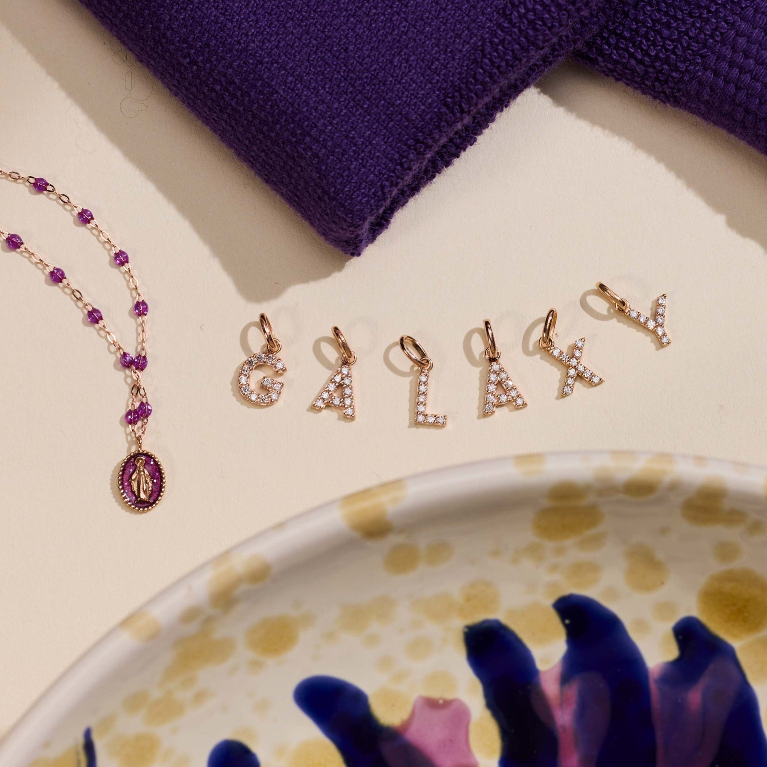 Gigi Clozeau - Madone Resin Charm Classic Gigi Galaxy Necklace, Rose Gold, 16.5"