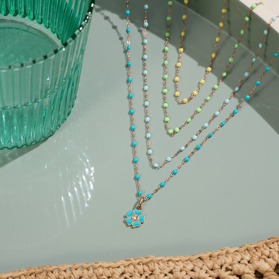 Gigi Clozeau - Classic Gigi Turquoise Green necklace, yellow gold, 16.5"