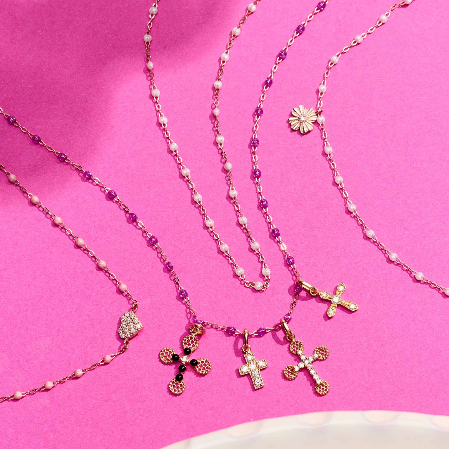 Gigi Clozeau - Clover Lumière Opal Diamond Necklace, Yellow Gold, 16.5"