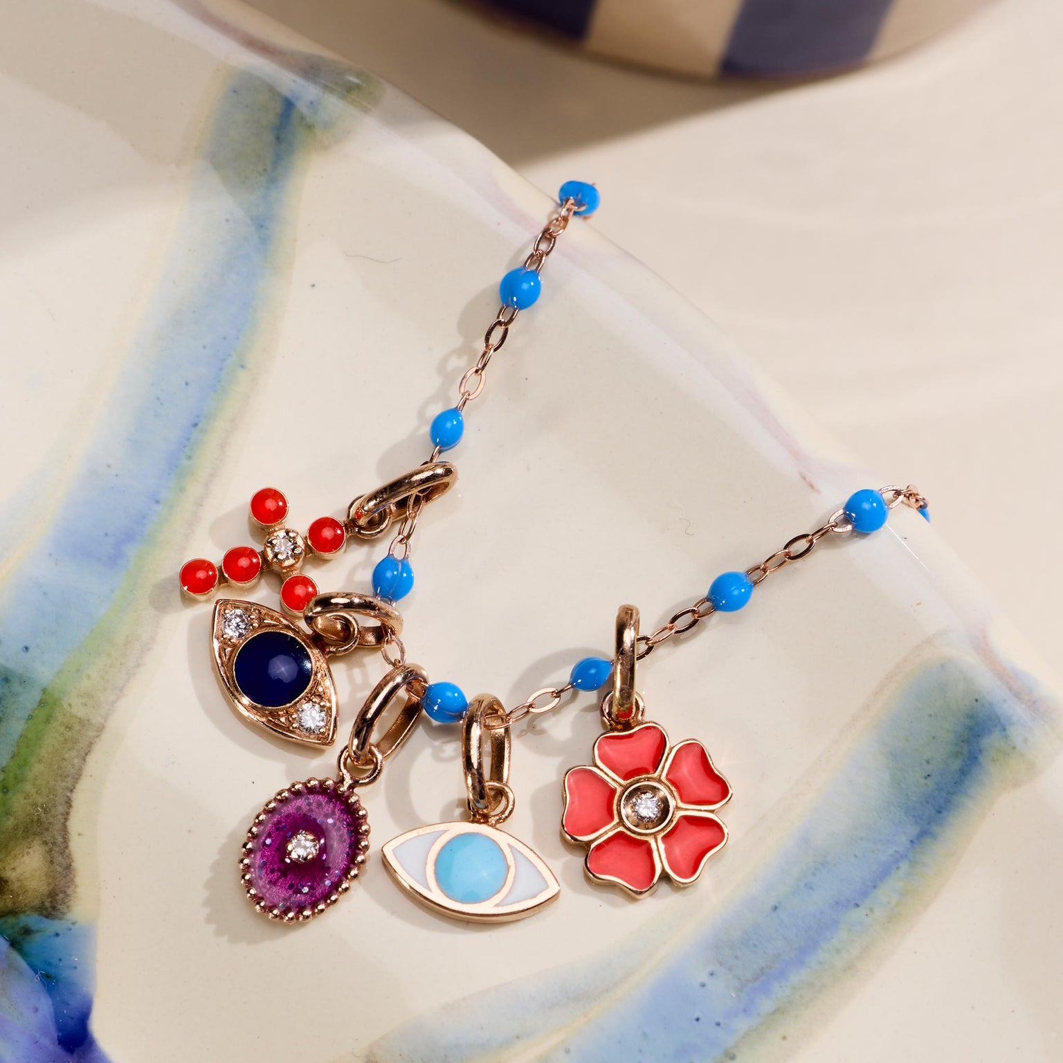 Gigi Clozeau - Eye Turquoise Resin pendant, Yellow Gold