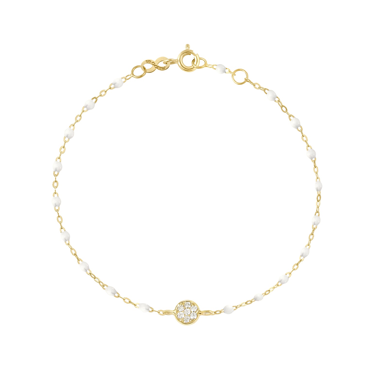 Gigi Clozeau - Puce Classic Gigi White diamond bracelet, Yellow Gold, 6.7"