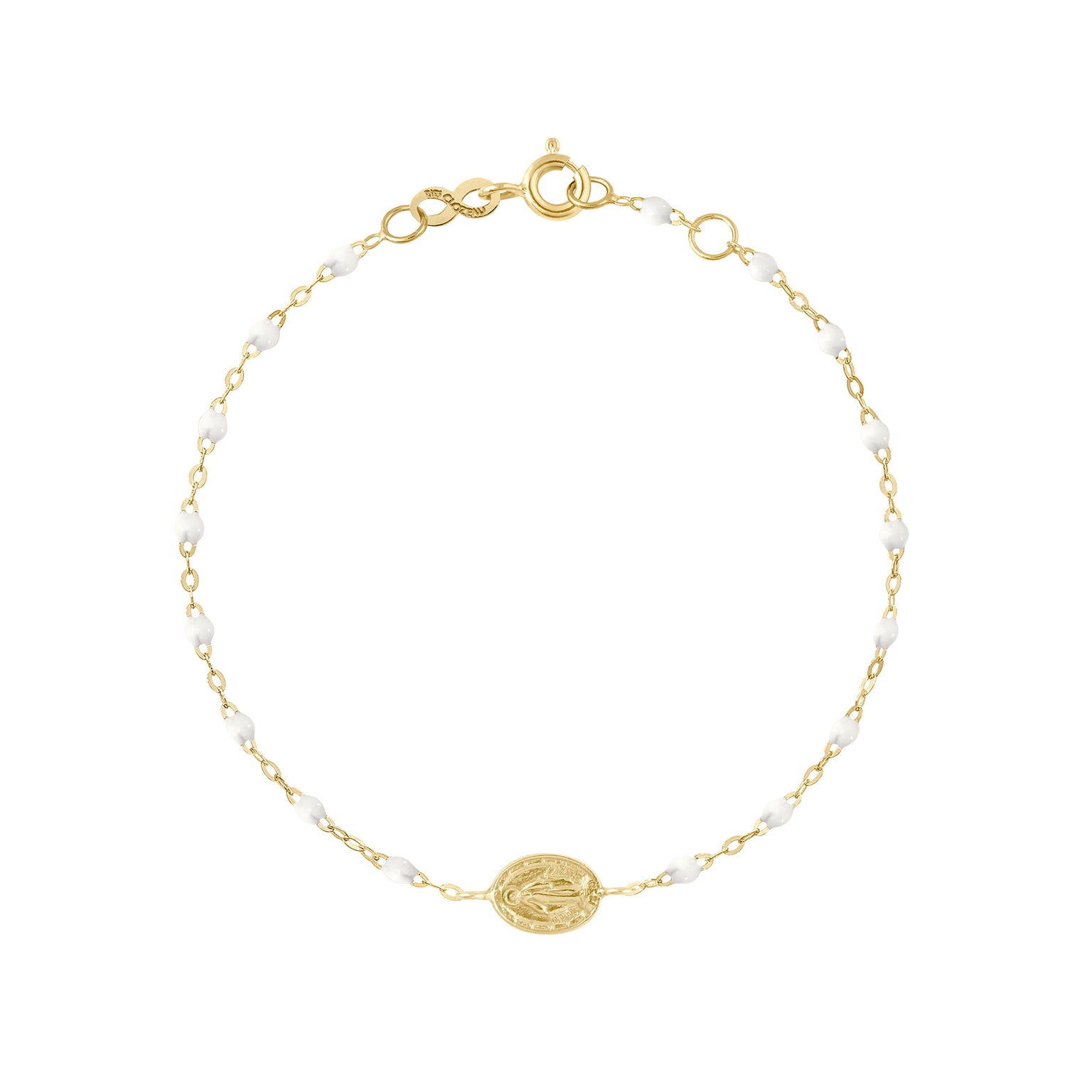 Gigi Clozeau - Madone Charm Classic Gigi White bracelet, Yellow Gold, 6.7"