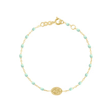 Gigi Clozeau - Madone Charm Classic Gigi Jade bracelet, Yellow Gold, 6.7"