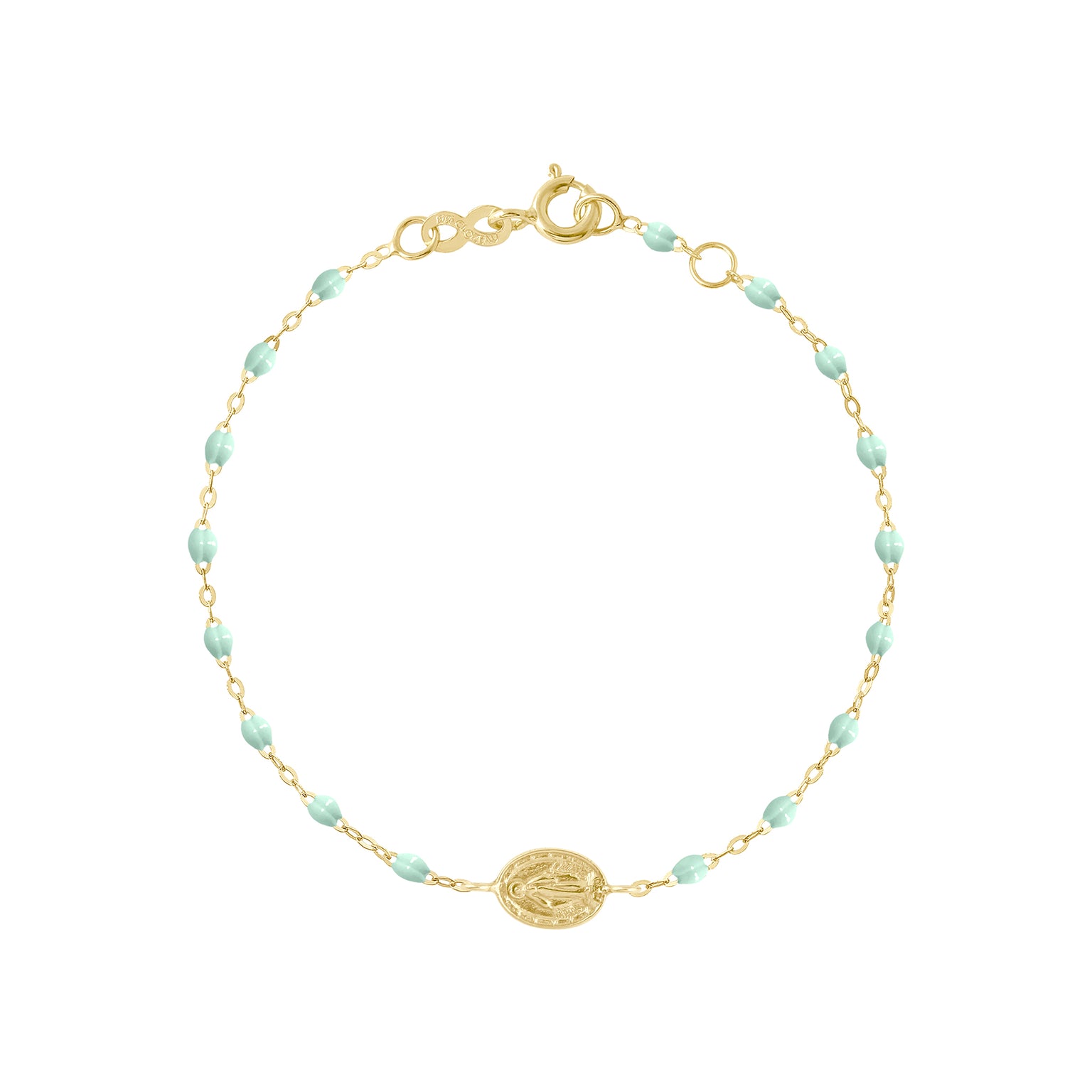 Gigi Clozeau - Madone Charm Classic Gigi Jade bracelet, Yellow Gold, 6.7"