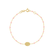 Gigi Clozeau - Madone Charm Classic Gigi Baby Pink bracelet, Yellow Gold, 6.7"