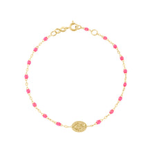 Gigi Clozeau - Madone Charm Classic Gigi Pink bracelet, Yellow Gold, 6.7"
