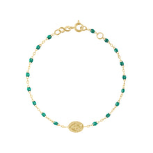 Gigi Clozeau - Madone Charm Classic Gigi Emerald bracelet, Yellow Gold, 6.7"
