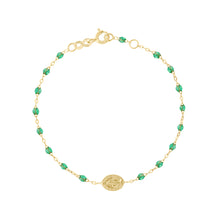 Gigi Clozeau - Madone Charm Classic Gigi Emerald bracelet, Yellow Gold, 6.7"