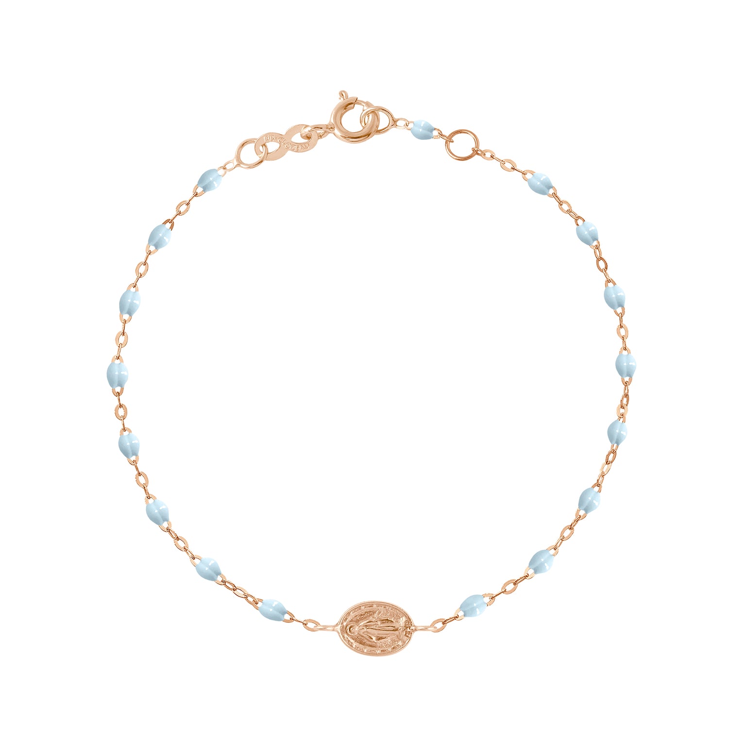 Gigi Clozeau - Madone Charm Classic Gigi Baby Blue bracelet, Rose Gold, 6.7"