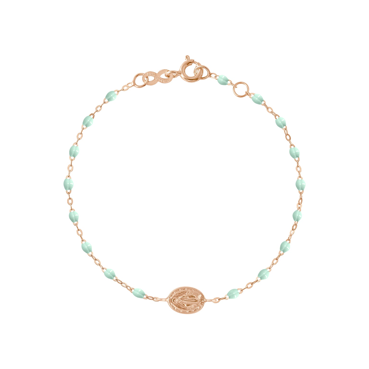 Gigi Clozeau - Madone Charm Classic Gigi Jade bracelet, Rose Gold, 6.7"